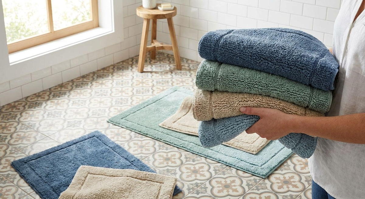 How to pick a bath rug color to match your tile