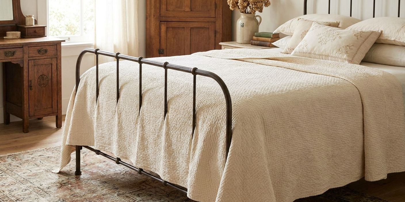 Matelasse bedspreads for a vintage-style bedroom
