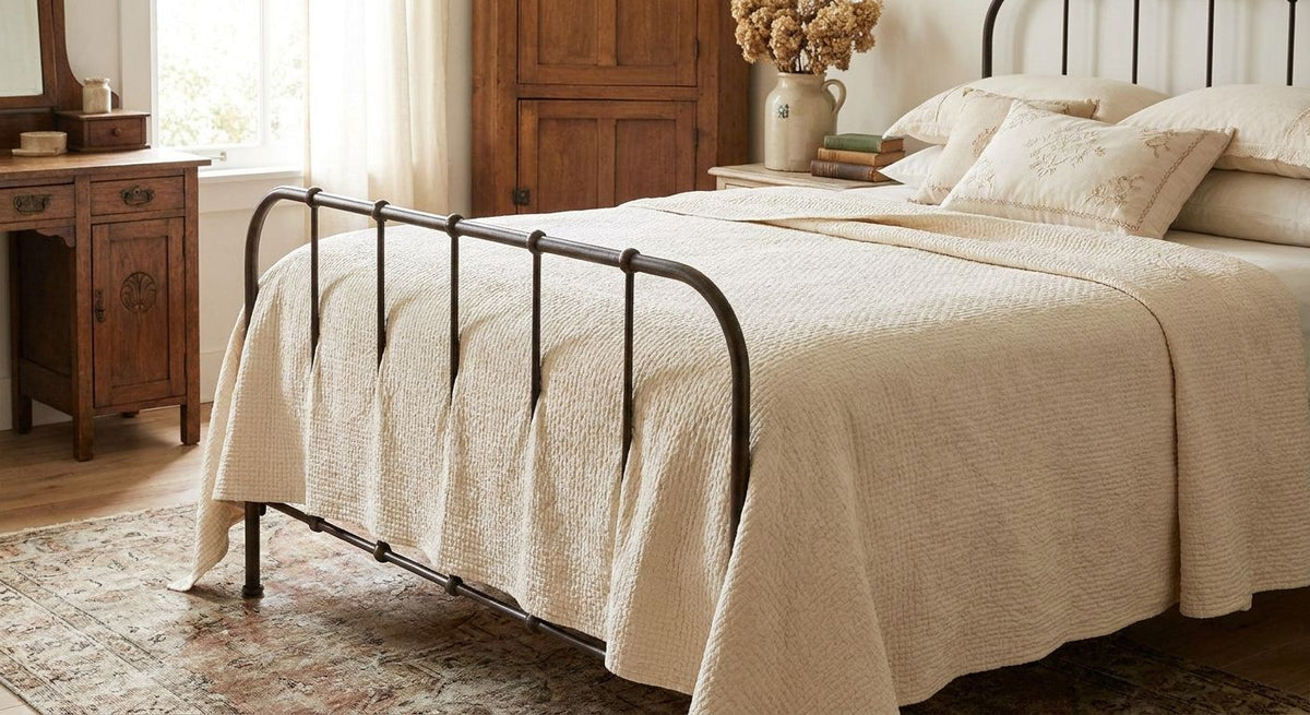 Matelasse bedspreads for a vintage-style bedroom