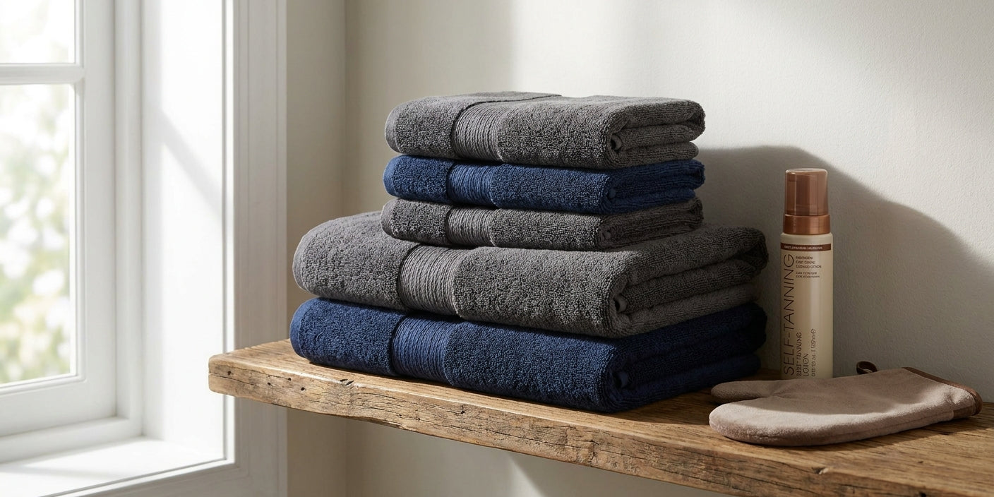 Dark towels for self-tanner and spray tan