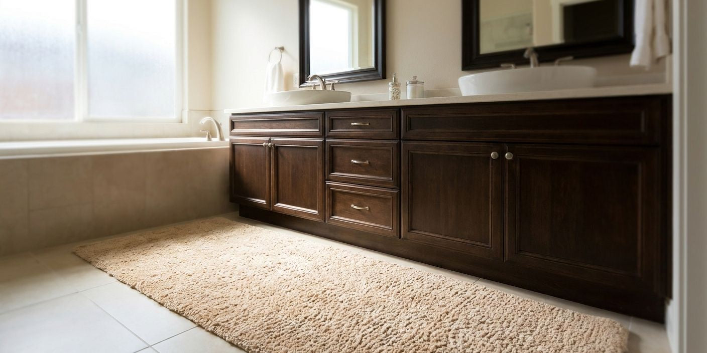 Extra-large bath rugs for double vanities