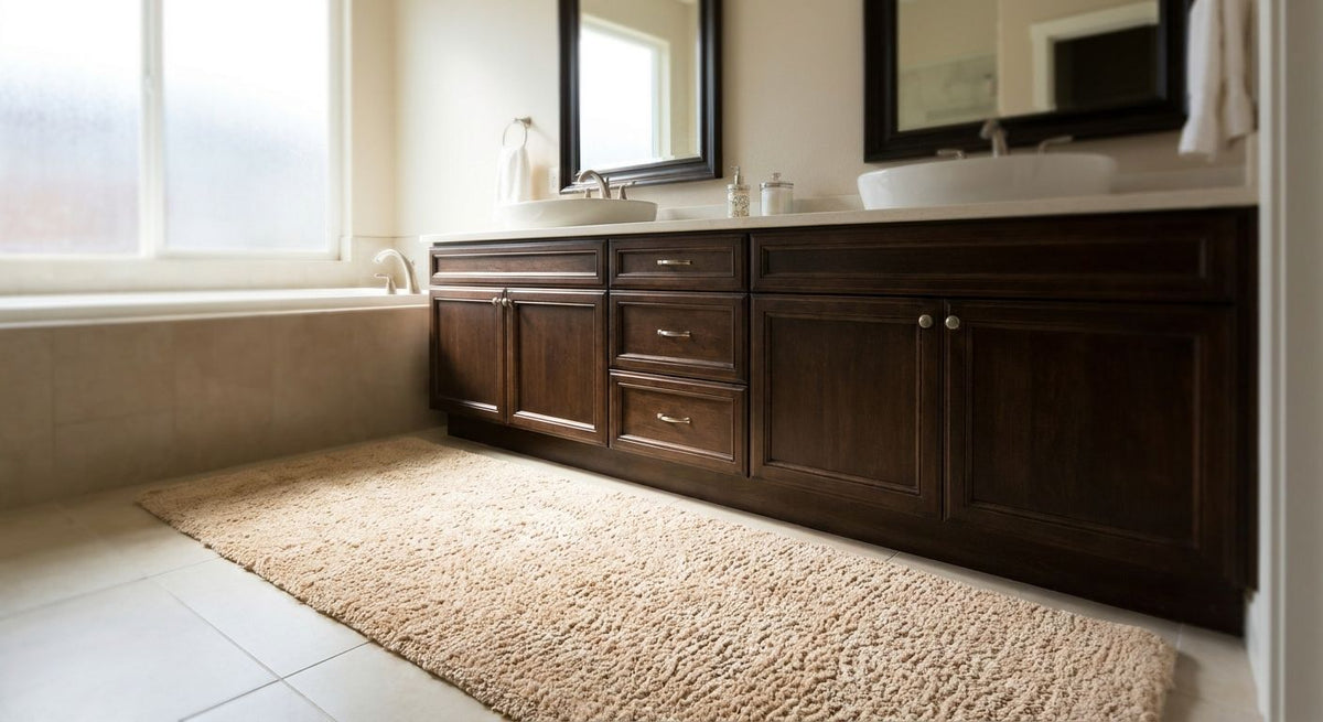 Extra-large bath rugs for double vanities