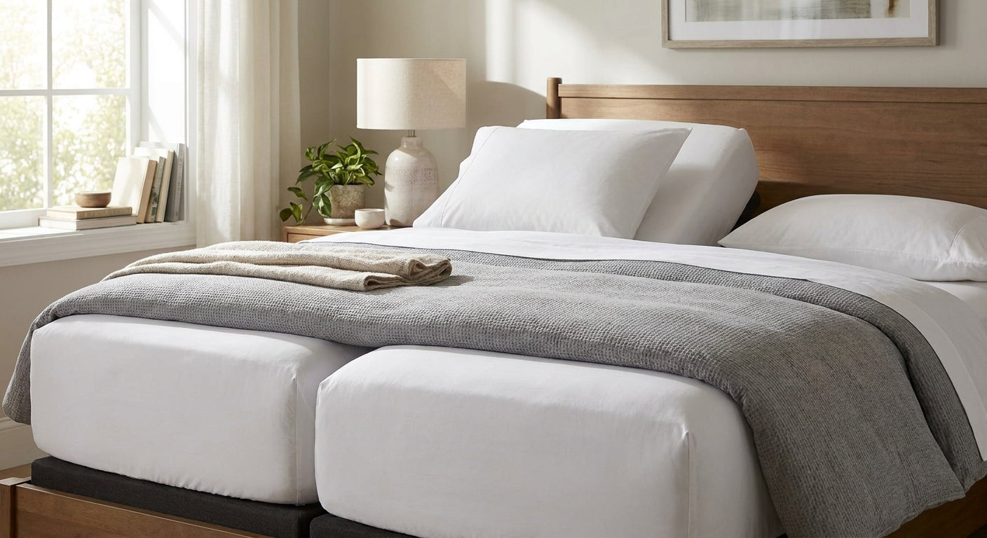 Split king sheets for adjustable beds