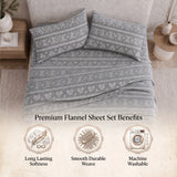 Olivia Cotton Flannel Fair Isle Snowflake Bed Pillowcases Set of 2