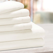 Superior Solid Deep Pocket Cotton Blend Bed Sheet Set - Ivory