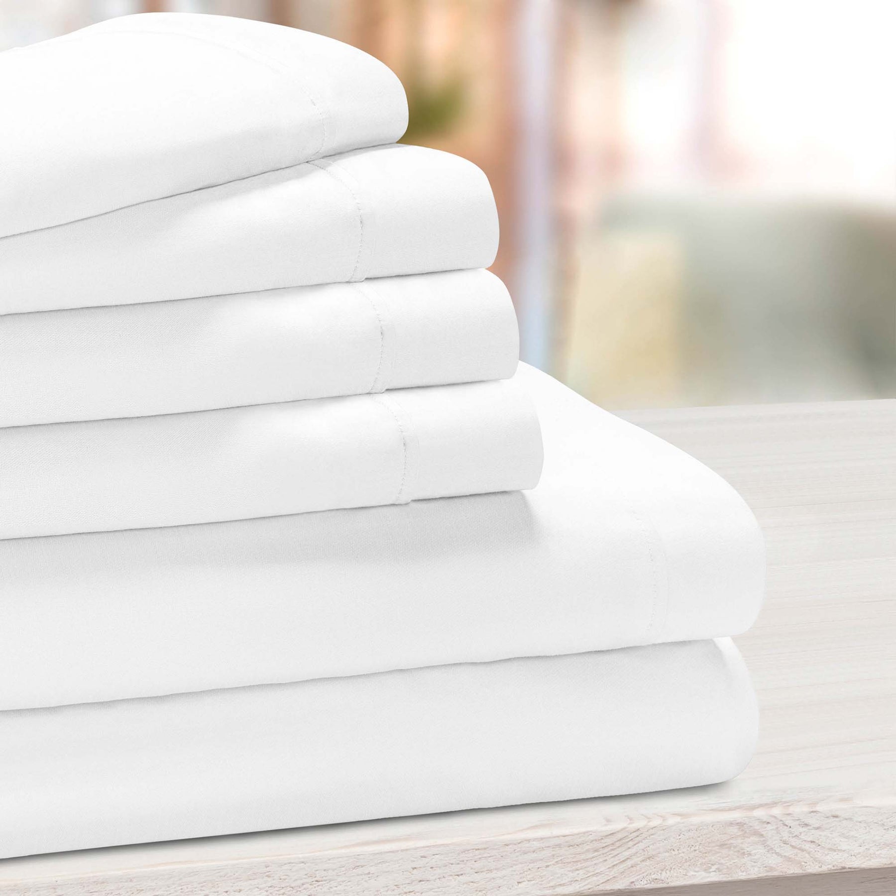 Superior Solid Deep Pocket Cotton Blend Bed Sheet Set - White