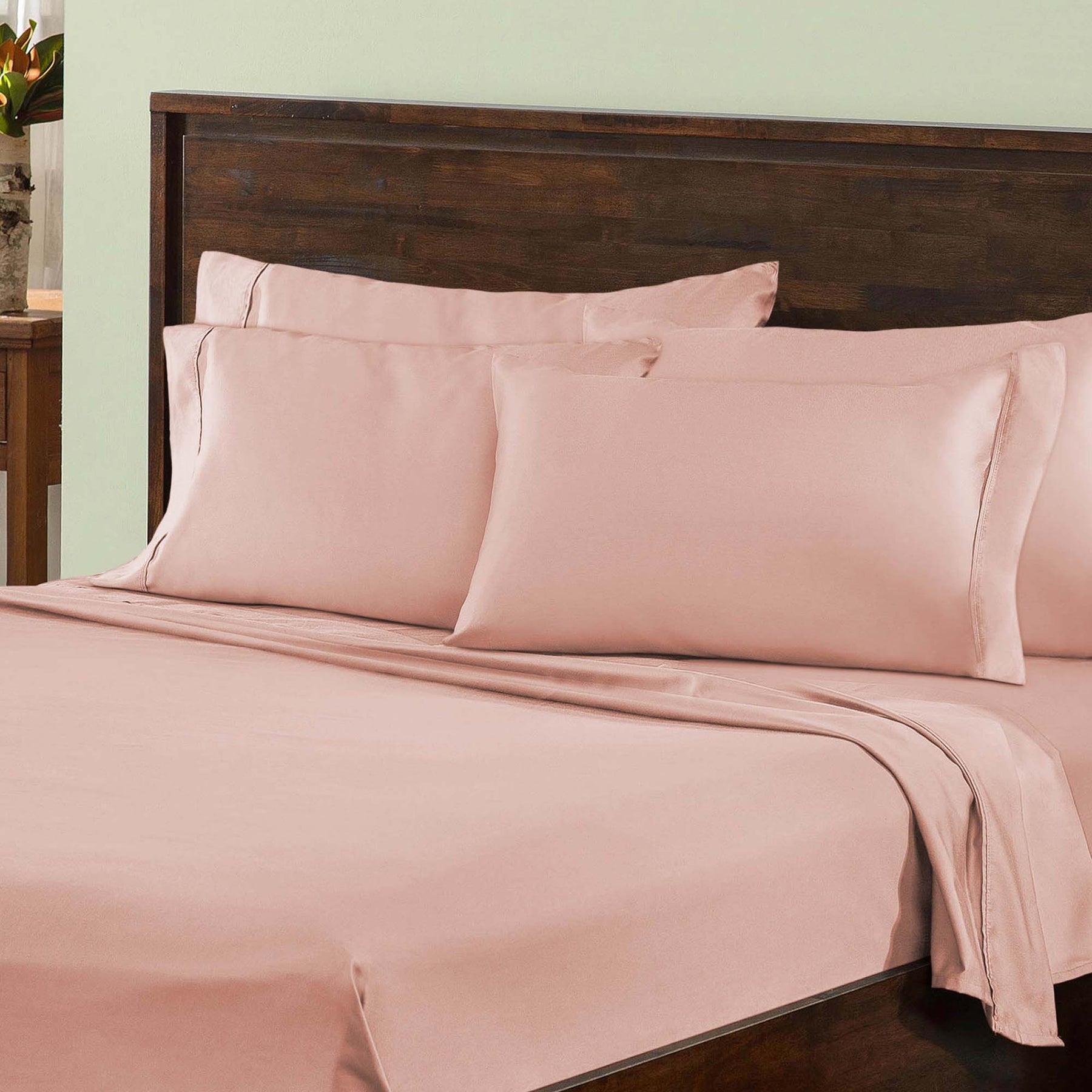 Superior Solid Deep Pocket Cotton Blend Bed Sheet Set - Blush