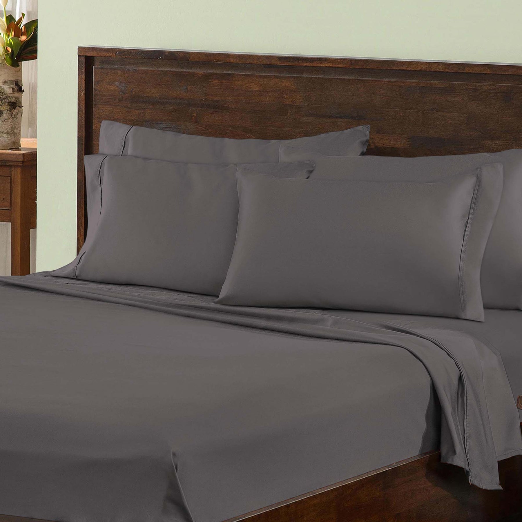 Superior Solid Deep Pocket Cotton Blend Bed Sheet Set - Grey