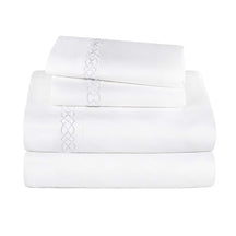 Egyptian Cotton 1000 Thread Count Embroidered Bed Sheet Set - White - White