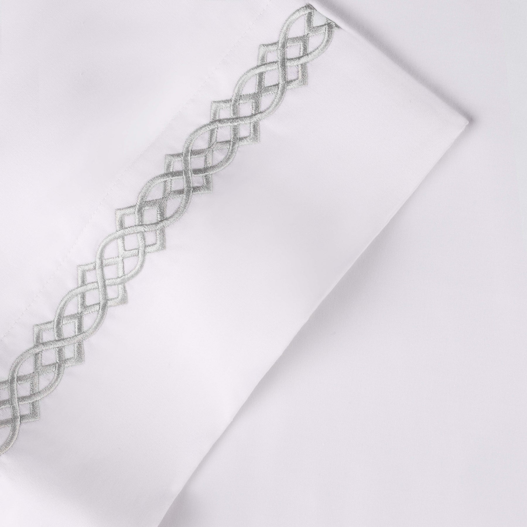 Egyptian Cotton 1000 Thread Count Embroidered Bed Sheet Set - White - Platinum