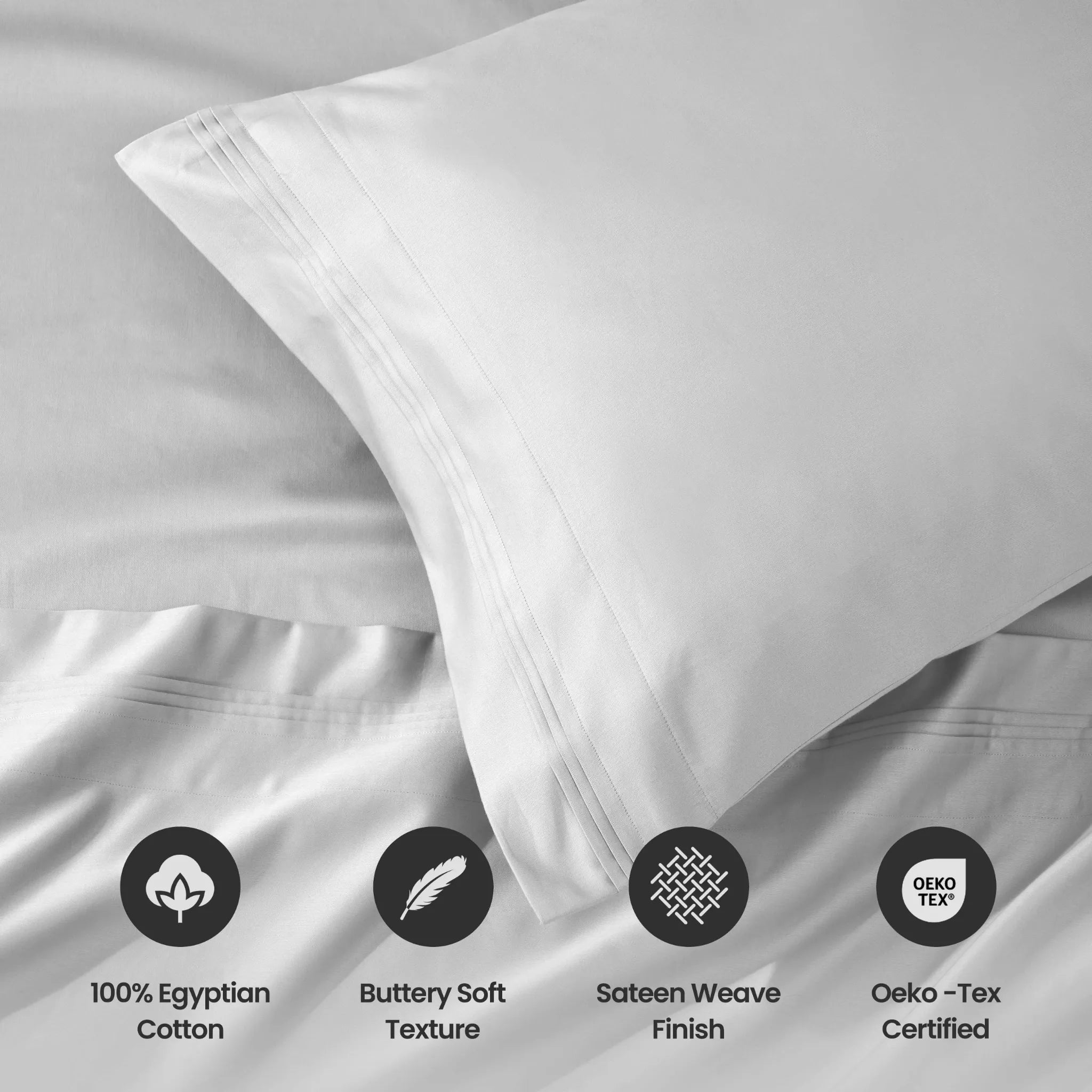 1000 Thread Count Egyptian Cotton Solid Pillowcase Set - Egyptian Cotton Pillowcases by Superior Brand