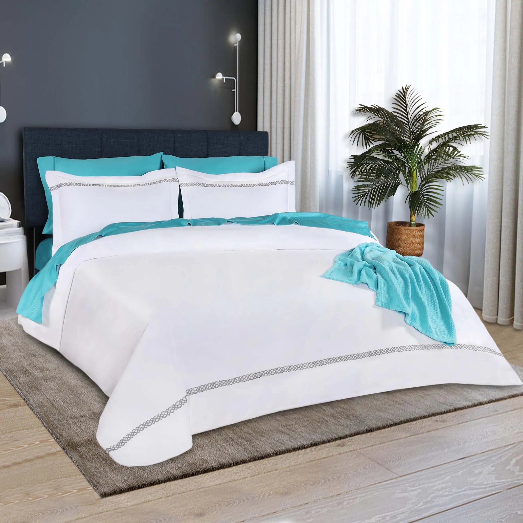 1000 Thread Count Egyptian Cotton Embroidered Duvet Cover - Egyptian Cotton Duvet Cover Set by Superior Brand