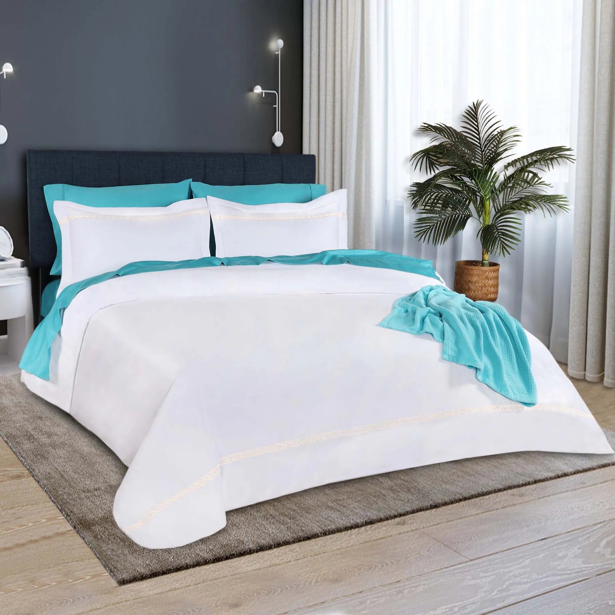 1000 Thread Count Egyptian Cotton Embroidered Duvet Cover Set - Egyptian Cotton Duvet Cover Set by Superior