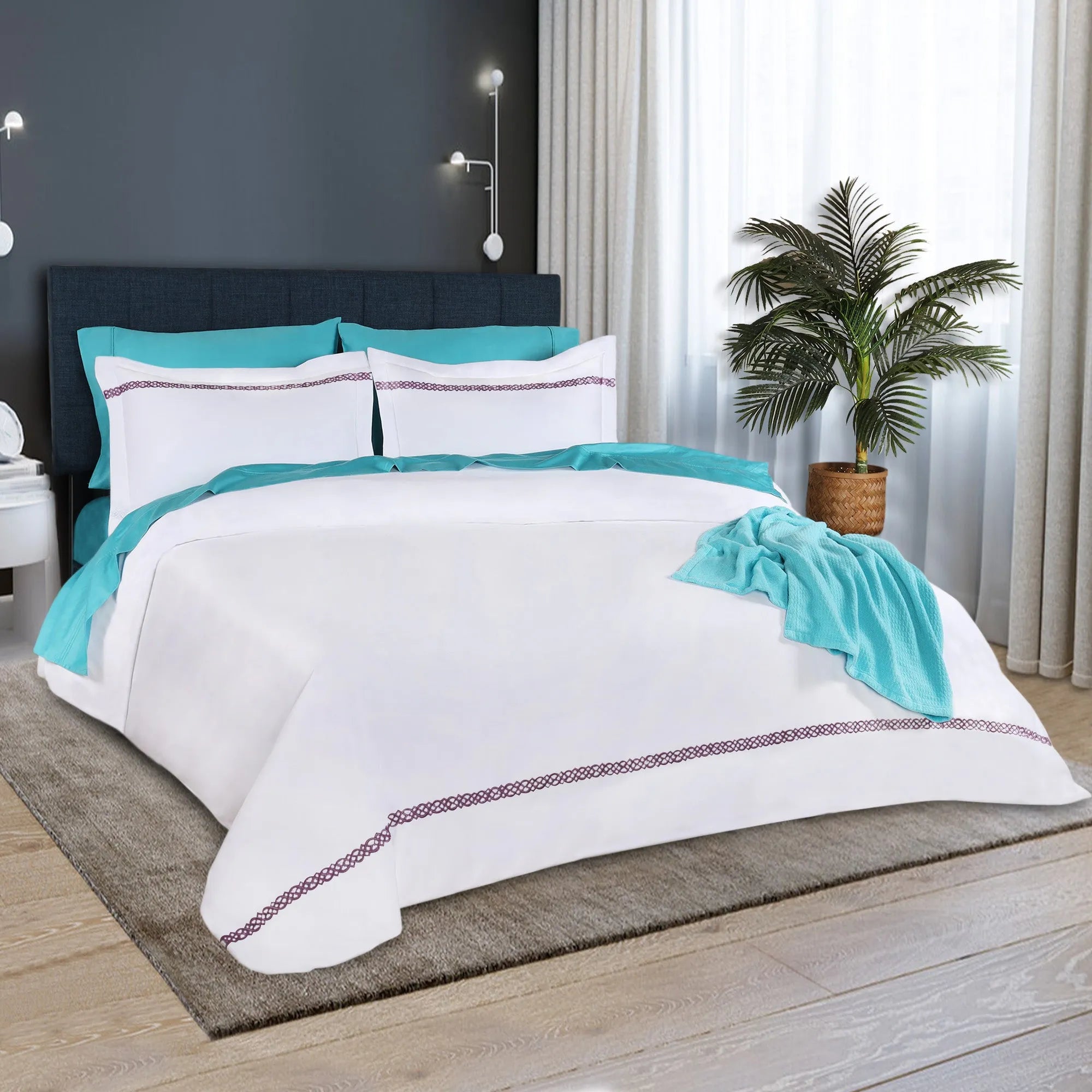 1000 Thread Count Egyptian Cotton Embroidered Duvet Cover Set - Egyptian Cotton Duvet Cover Set by Superior