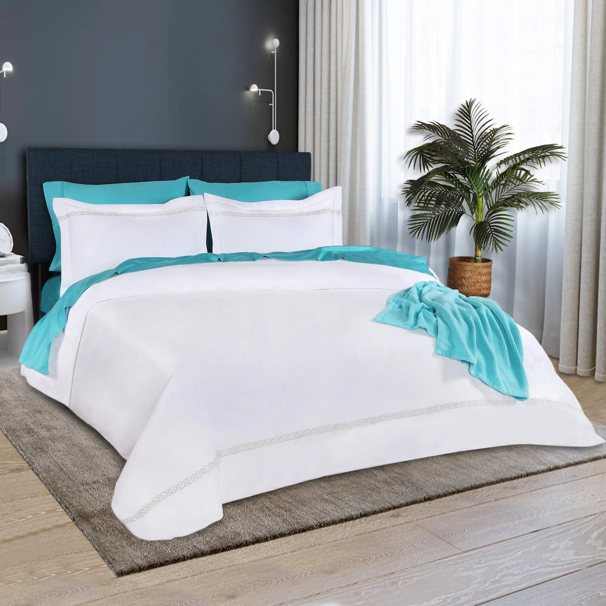 1000 Thread Count Egyptian Cotton Embroidered Duvet Cover Set - Egyptian Cotton Duvet Cover Set by Superior