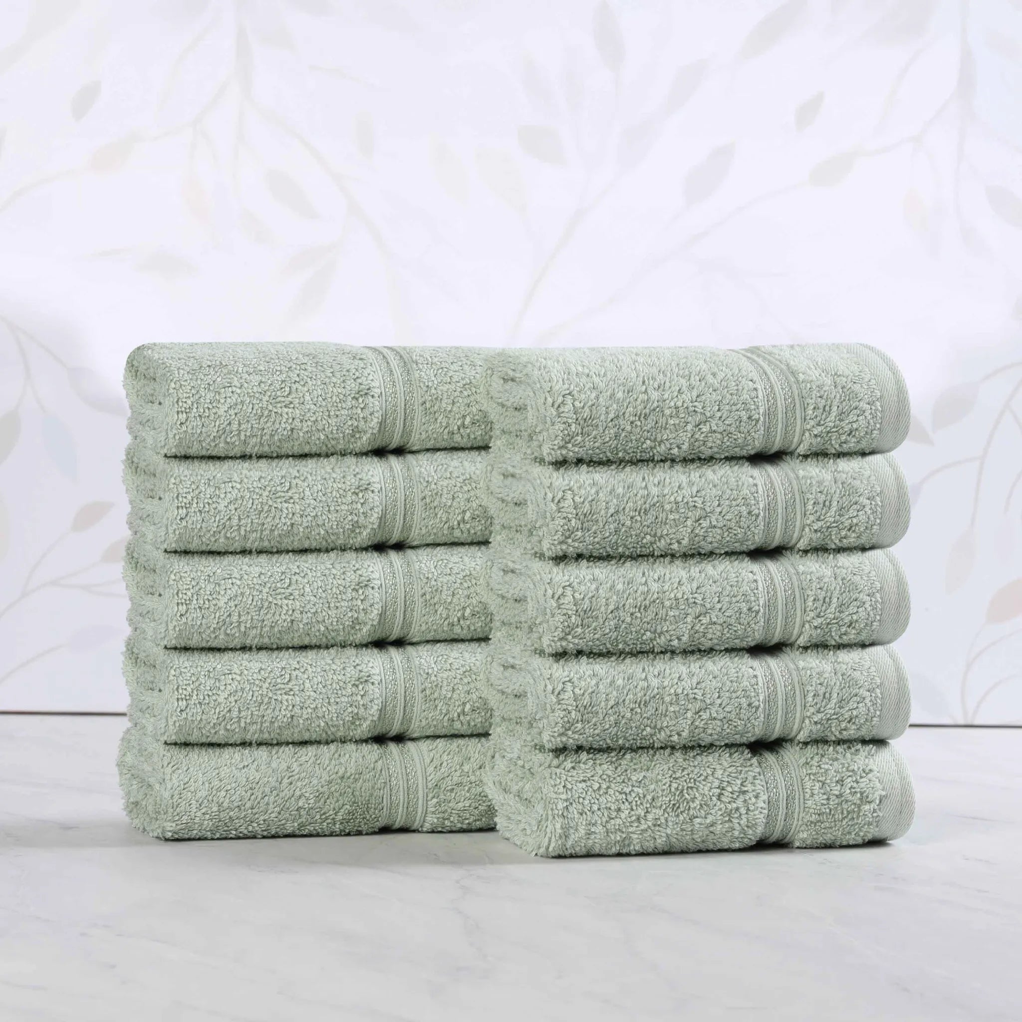 Heritage Egyptian Cotton Plush Absorbent Face Towel Washcloth Set of 10