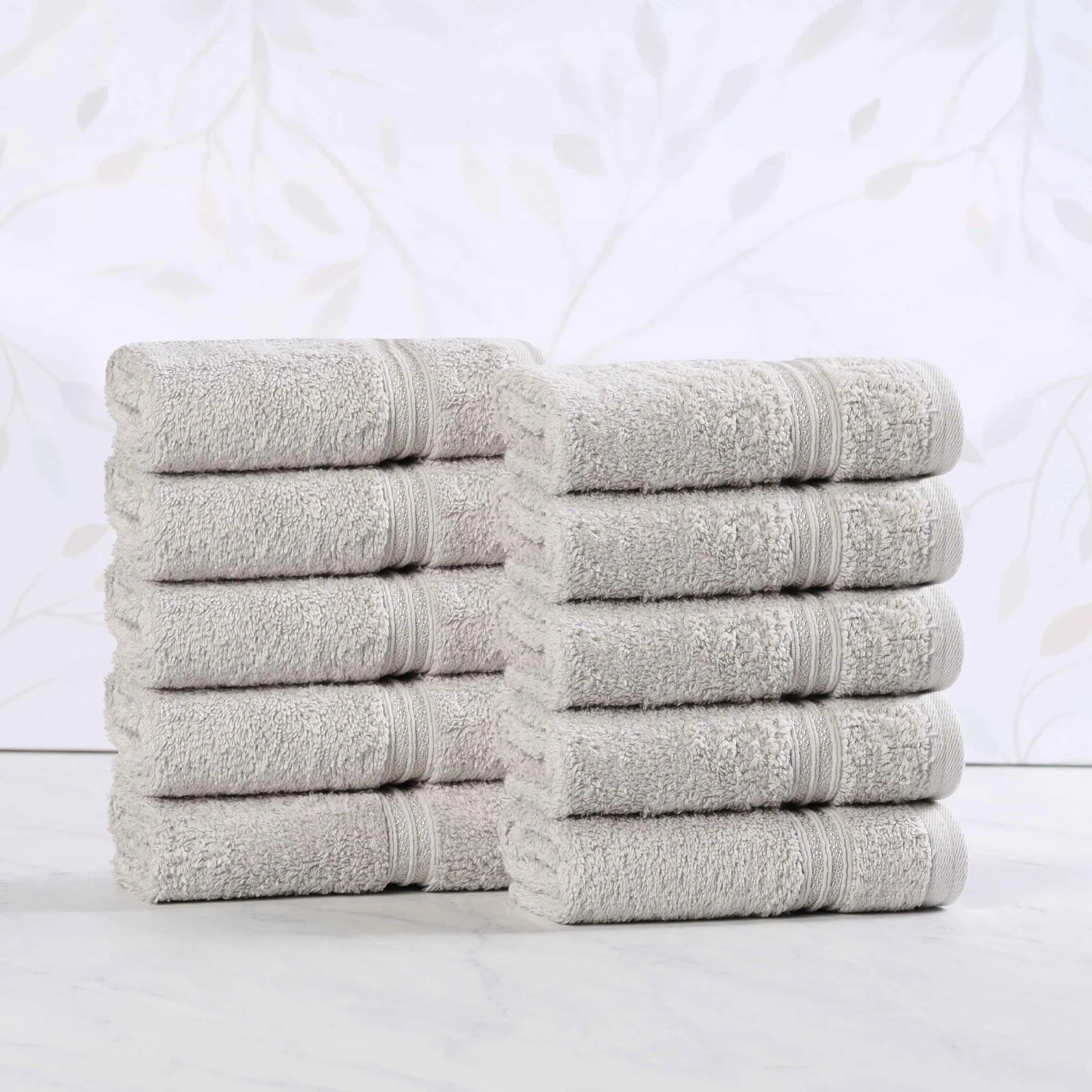 Heritage Egyptian Cotton Plush Absorbent Face Towel Washcloth Set of 10