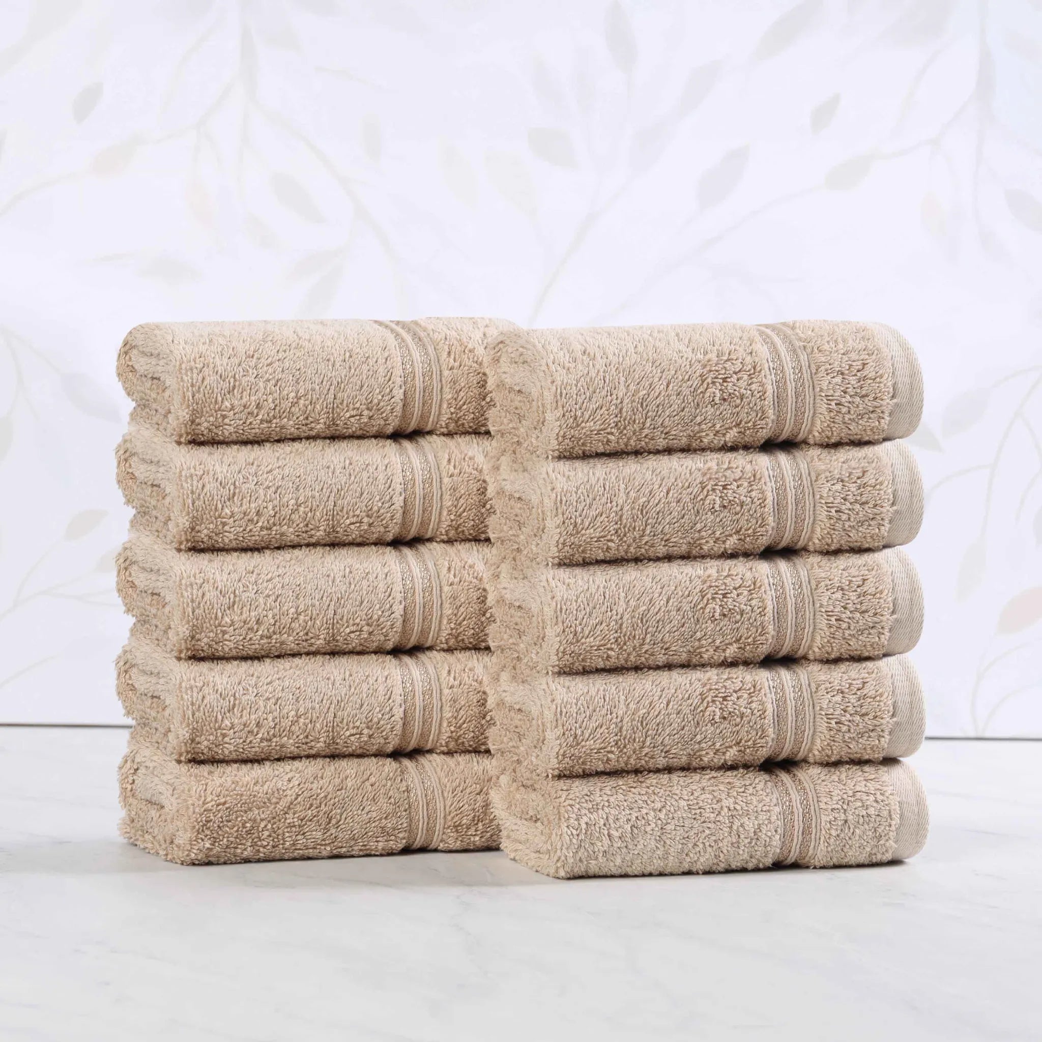 Heritage Egyptian Cotton Plush Absorbent Face Towel Washcloth Set of 10