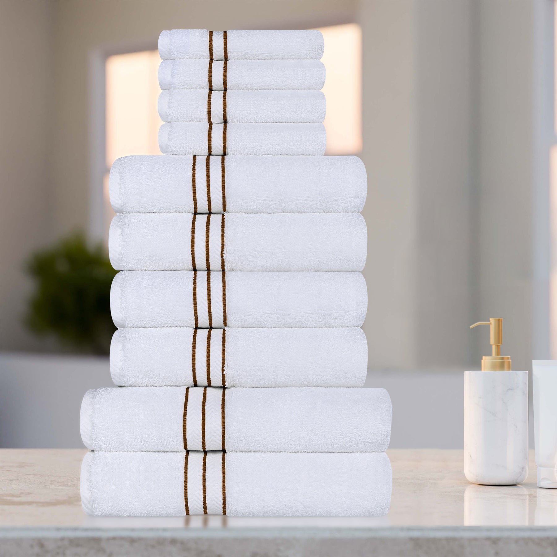 Ultra-Plush Turkish Cotton Hotel Collection Super Absorbent Solid Luxury Bathroom Set - Toast