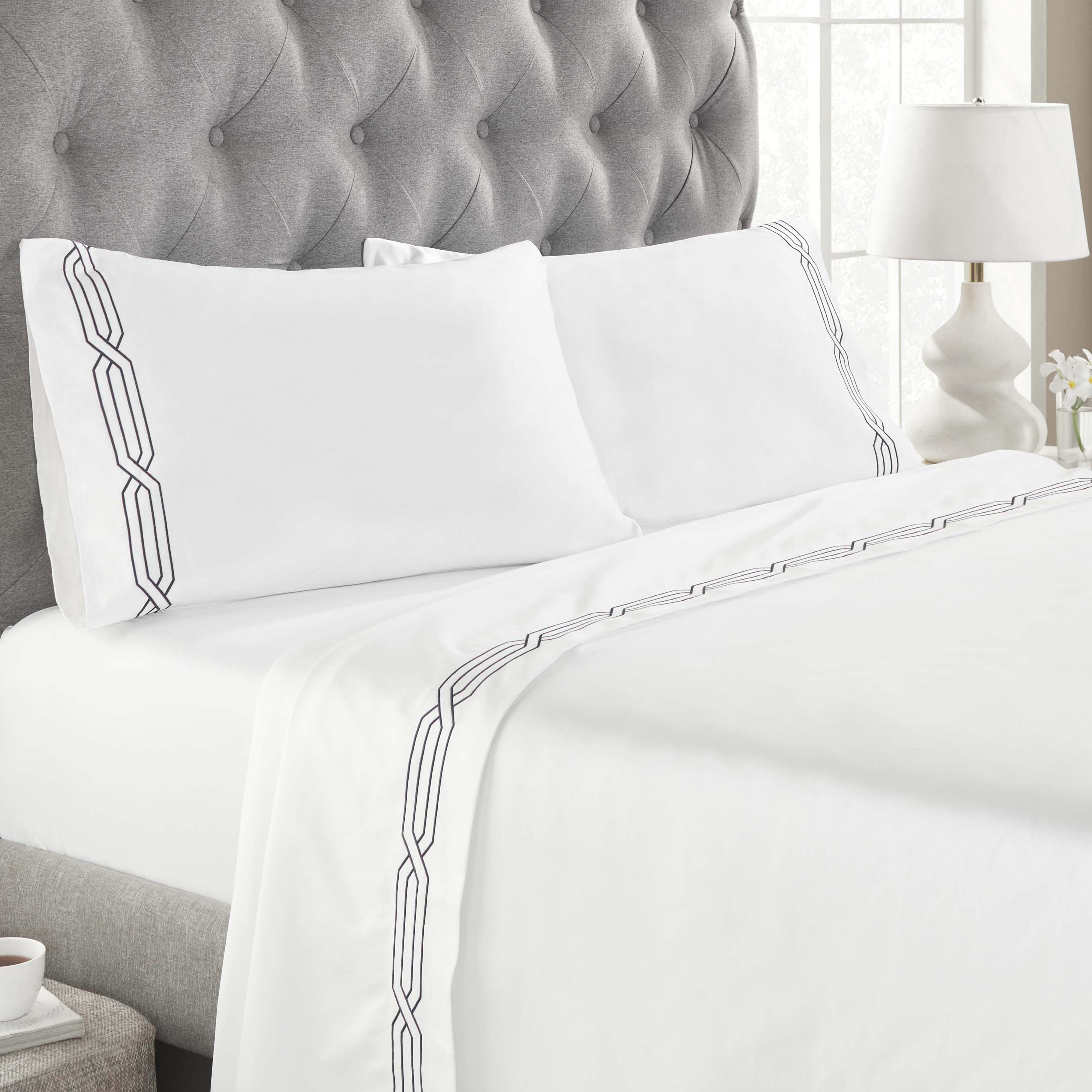 1200 Thread Count 100% Egyptian Cotton Sateen Embroidered Sheet Set - Egyptian Cotton Sheet Set by Superior Brand