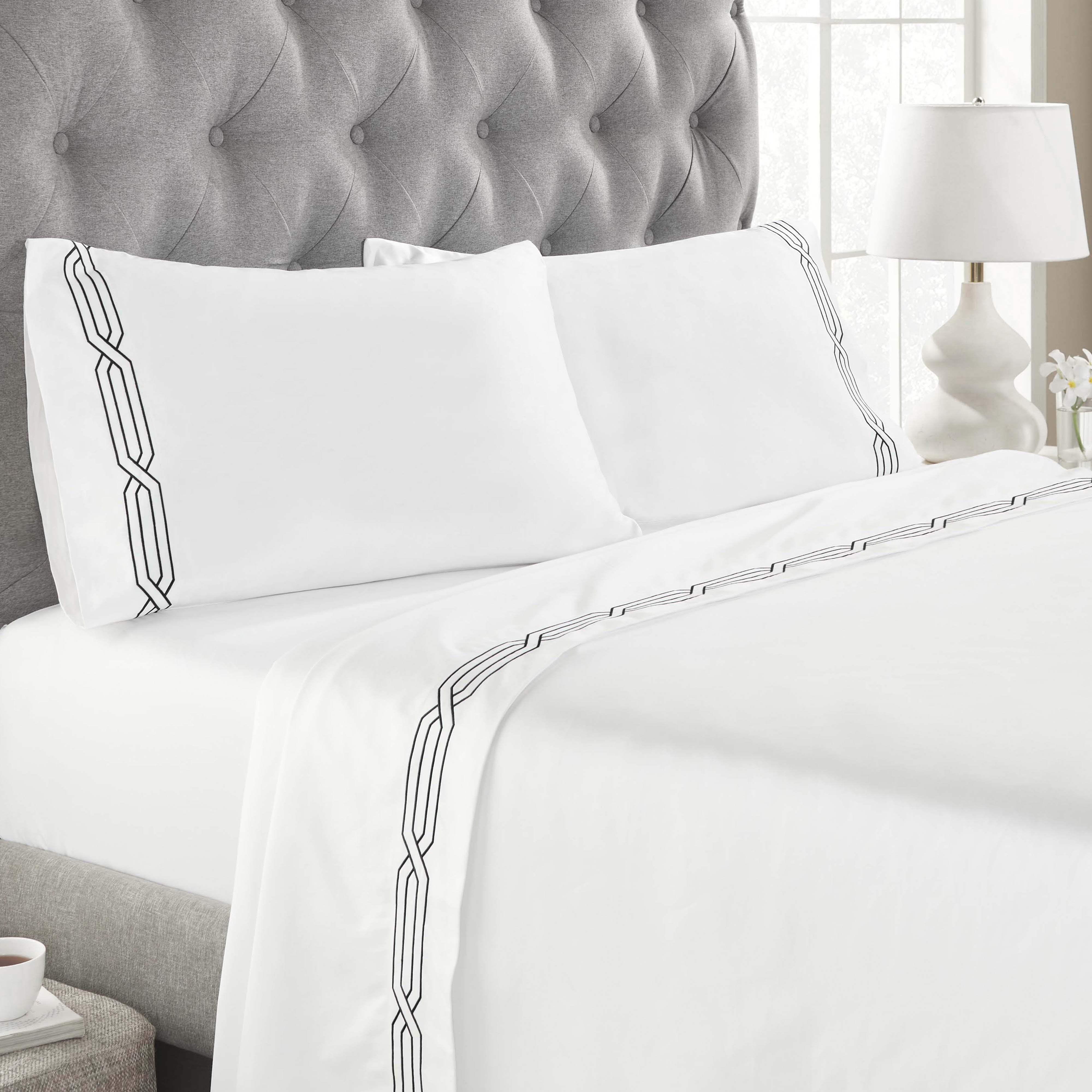 1200 Thread Count 100% Egyptian Cotton Sateen Embroidered Sheet Set - Egyptian Cotton Sheet Set by Superior Brand