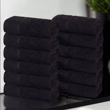 Lodi Cotton 12-Piece Washcloth Set – Mid-Weight Face Towels Solid with Woven Border