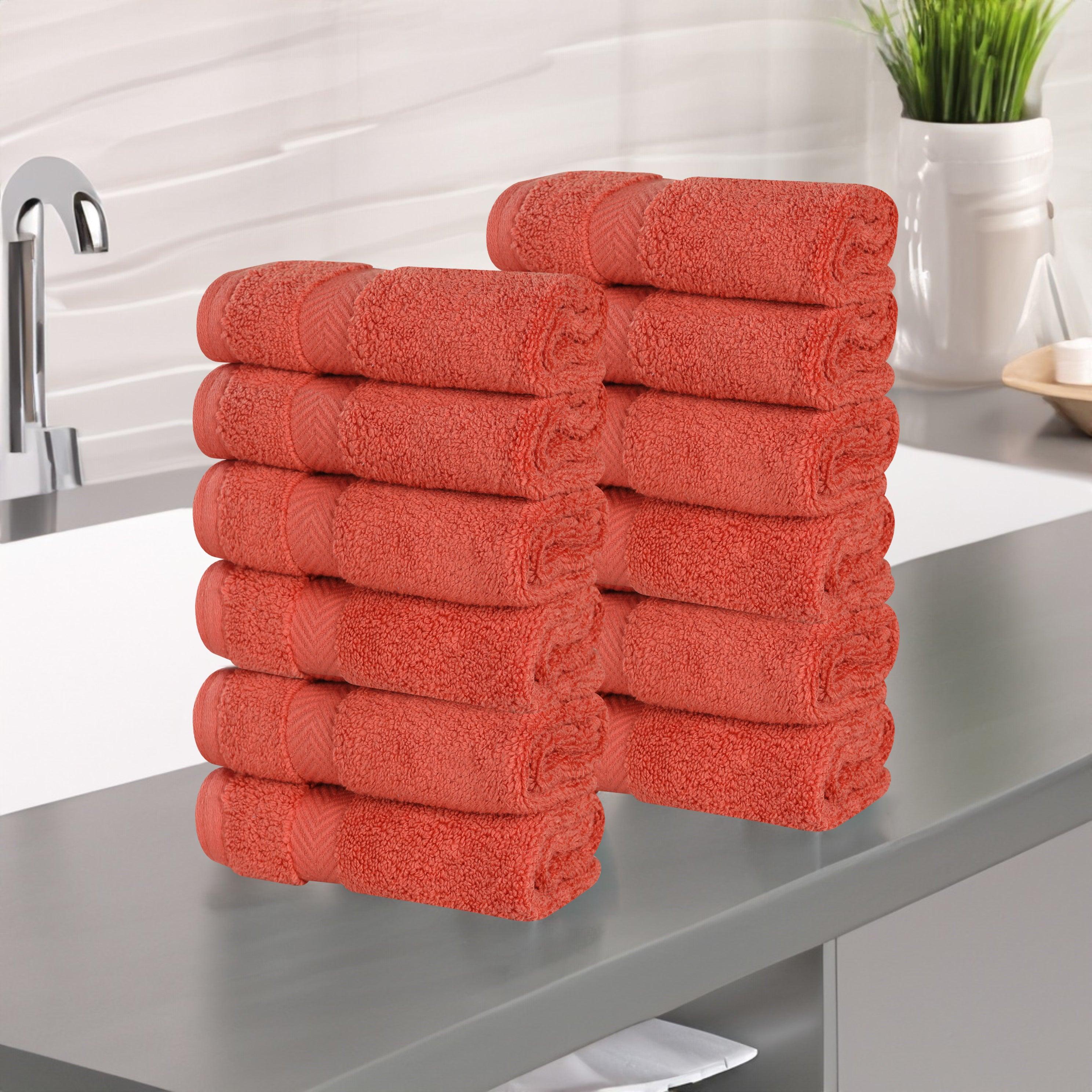Zero Twist Cotton Ultra-Soft Absorbent Face Towel Washcloth Set of 12 - Face Towel by Superior Brand