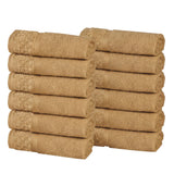 Lodi Cotton 12-Piece Washcloth Set – Mid-Weight Face Towels Solid with Woven Border