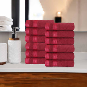 Zero Twist Cotton Dobby Border Absorbent Face Towel - Cranberry