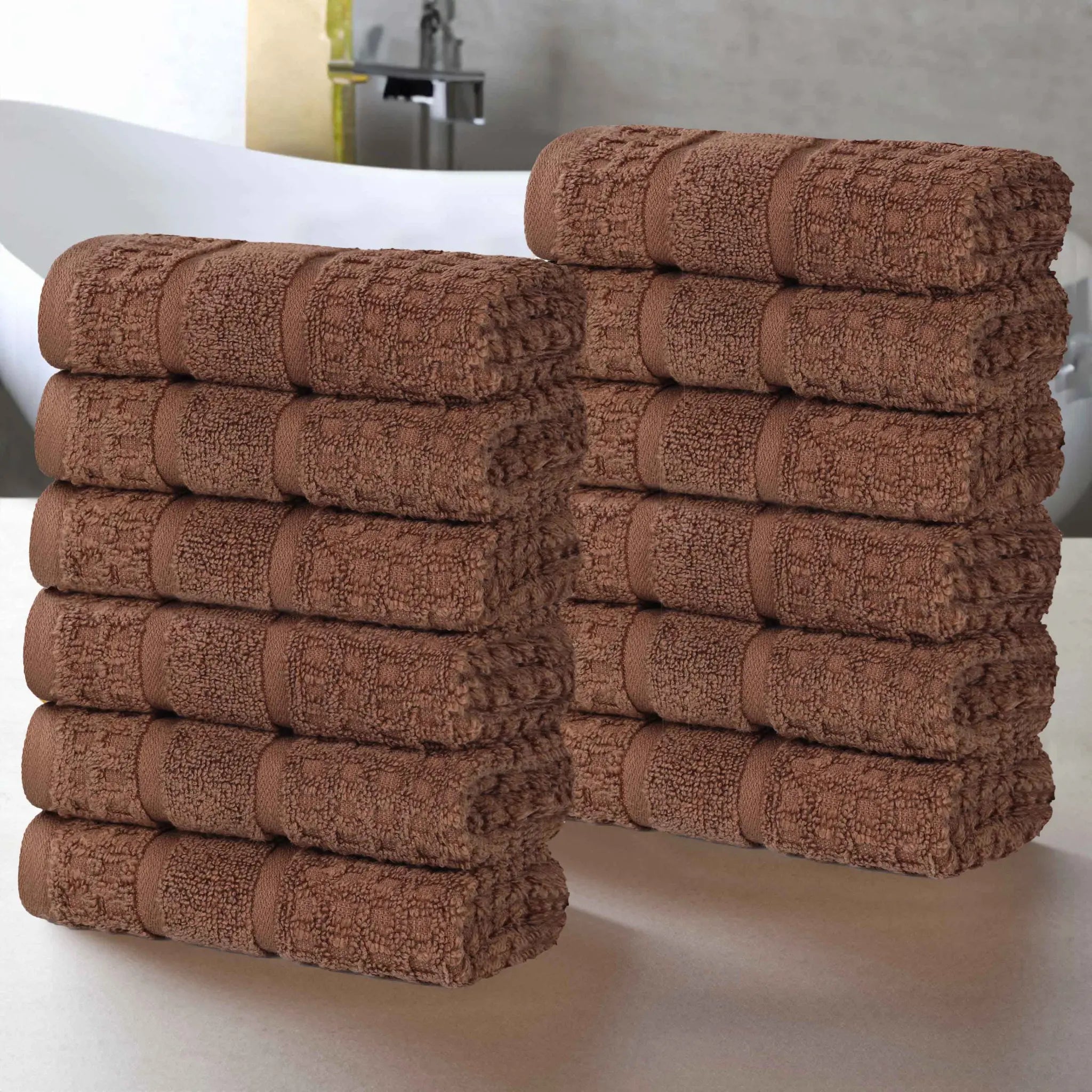 Napa Zero-Twist Cotton Waffle Face Towel Set 12 Piece - Towel Set by Superior Brand