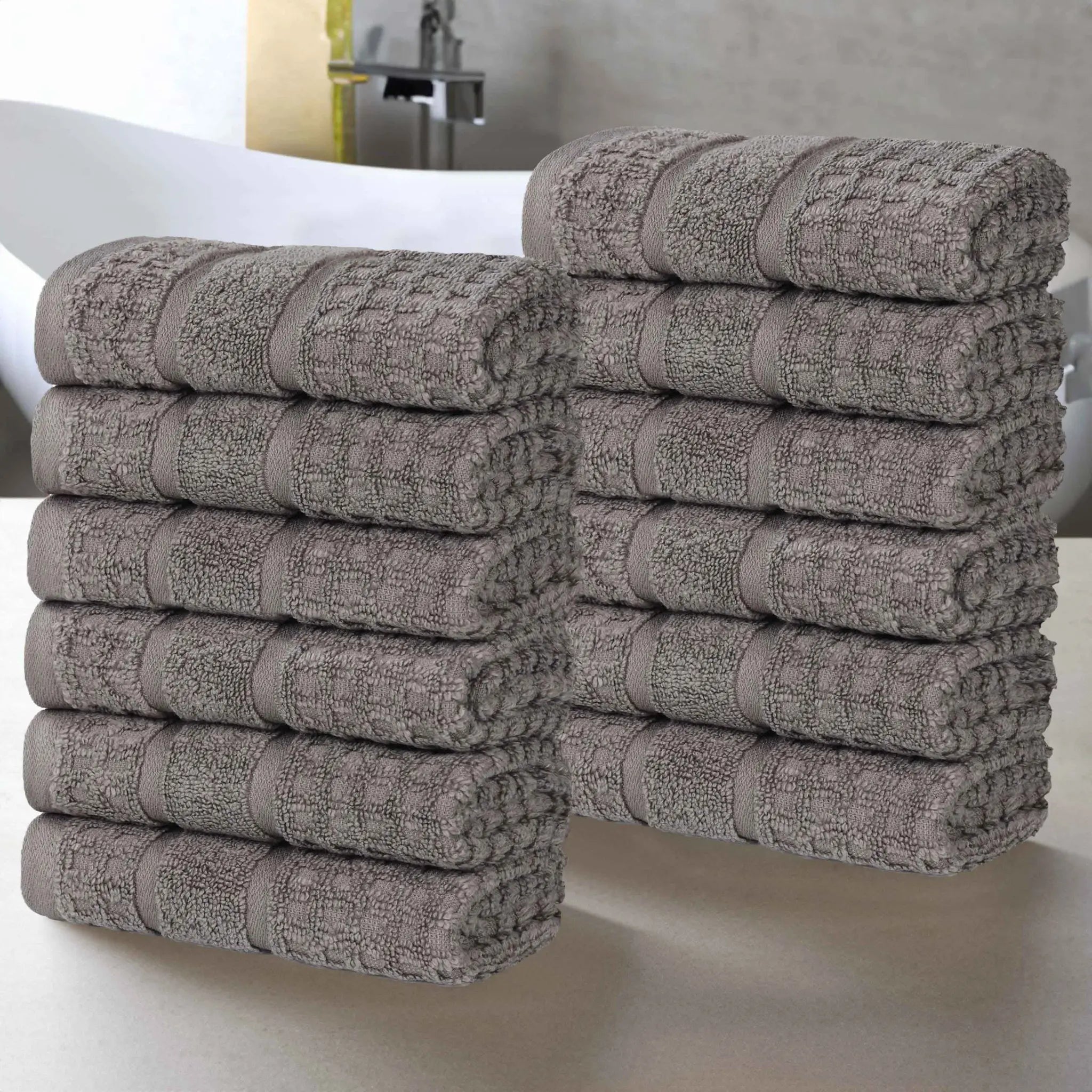 Napa Zero-Twist Cotton Waffle Face Towel Set 12 Piece - Towel Set by Superior Brand