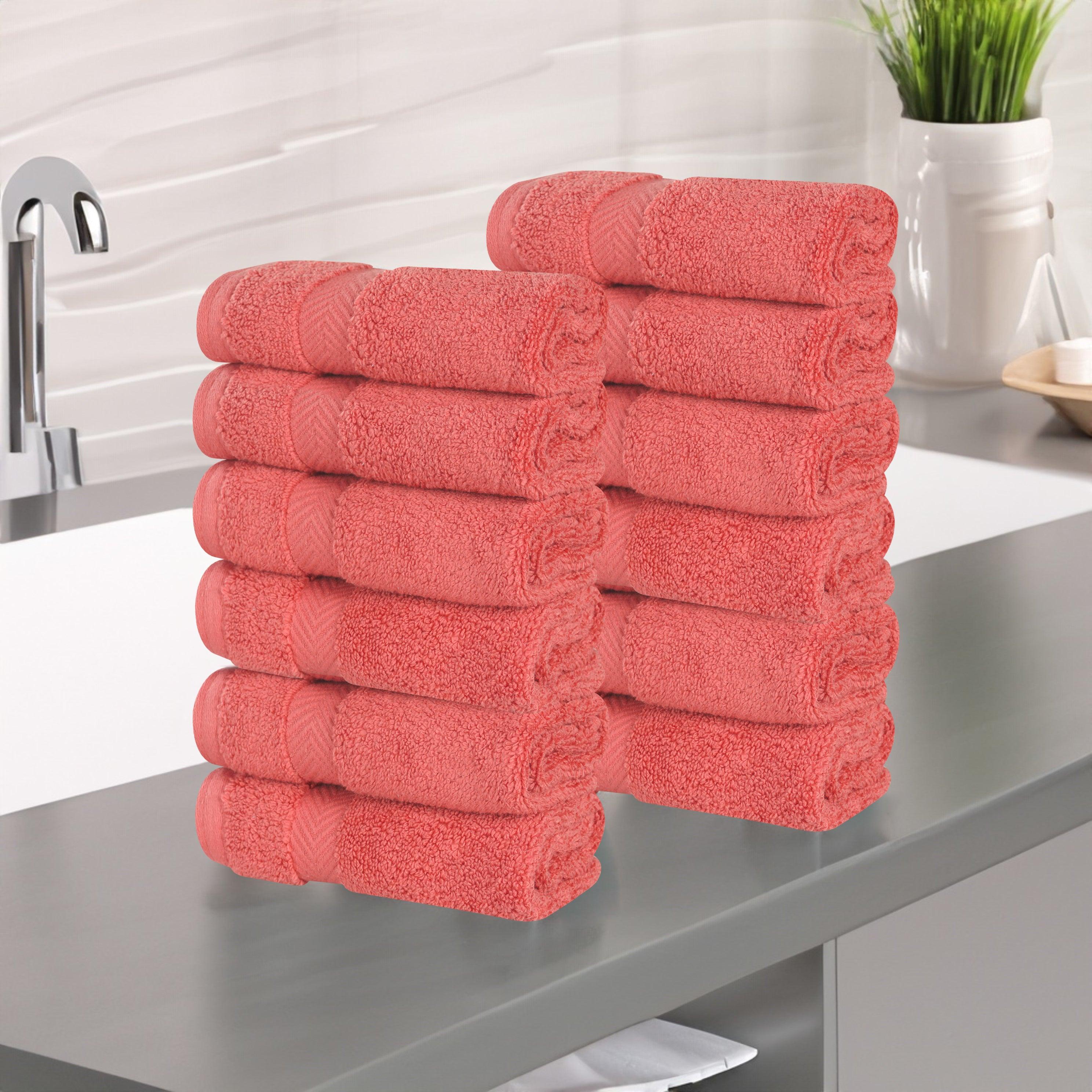 Zero Twist Cotton Ultra-Soft Absorbent Face Towel Washcloth Set of 12 - Face Towel by Superior Brand