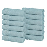 Lodi Cotton 12-Piece Washcloth Set – Mid-Weight Face Towels Solid with Woven Border