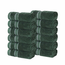 Niles Egyptian Giza Cotton Dobby Plush Face Towel Washcloth - Forest Green