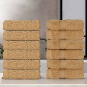 Chevron Zero Twist Cotton Solid and Jacquard Face Towel - Gold