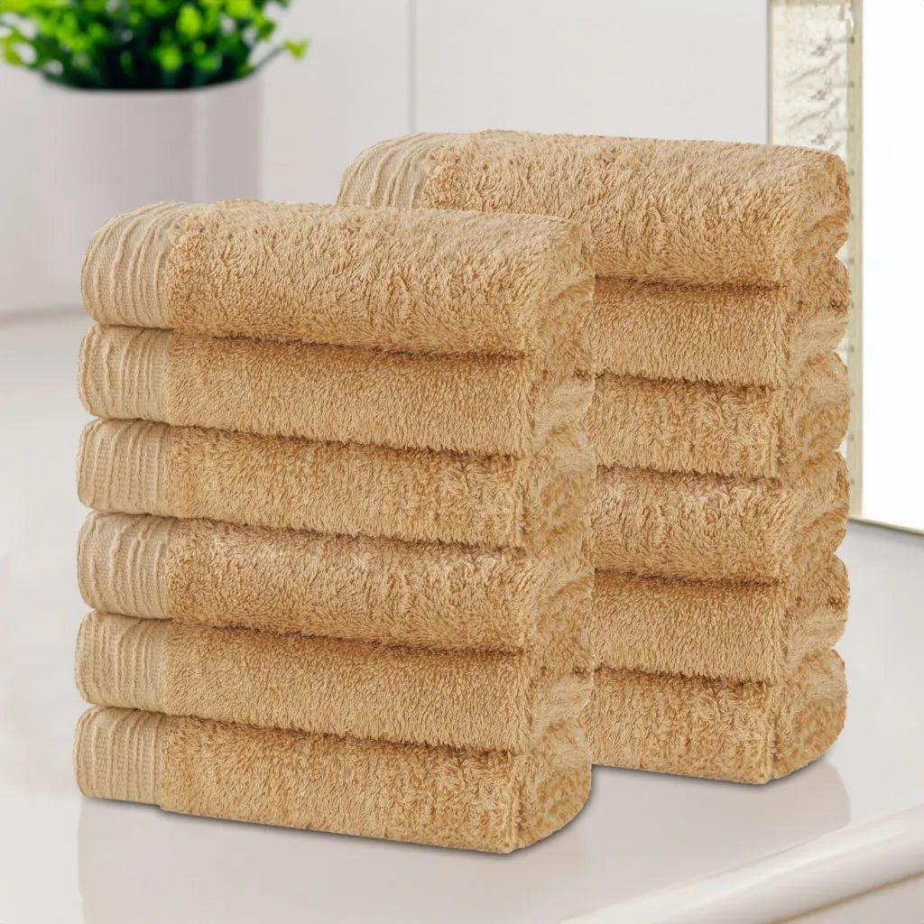 Rayon from Bamboo Eco-Friendly Solid Face Towel Washcloth Set of 12 - Face Towel by Superior Brand