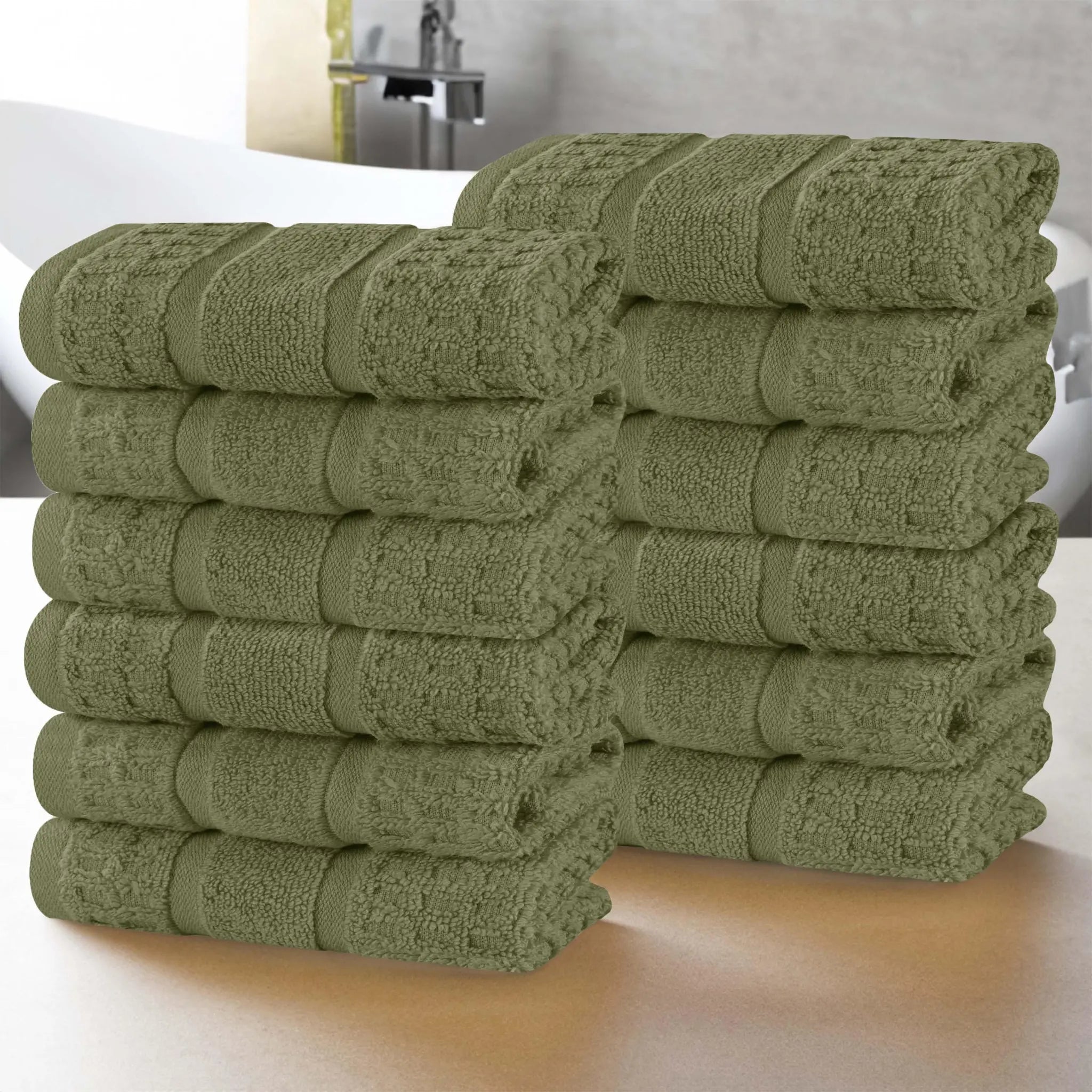 Napa Zero-Twist Cotton Waffle Face Towel Set 12 Piece - Towel Set by Superior Brand
