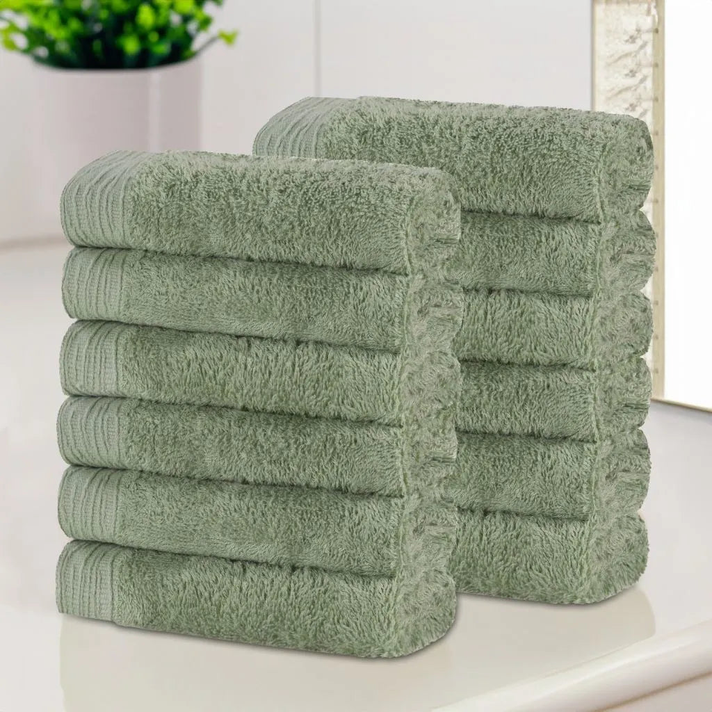 Rayon from Bamboo Eco-Friendly Solid Face Towel Washcloth Set of 12 - Face Towel by Superior Brand