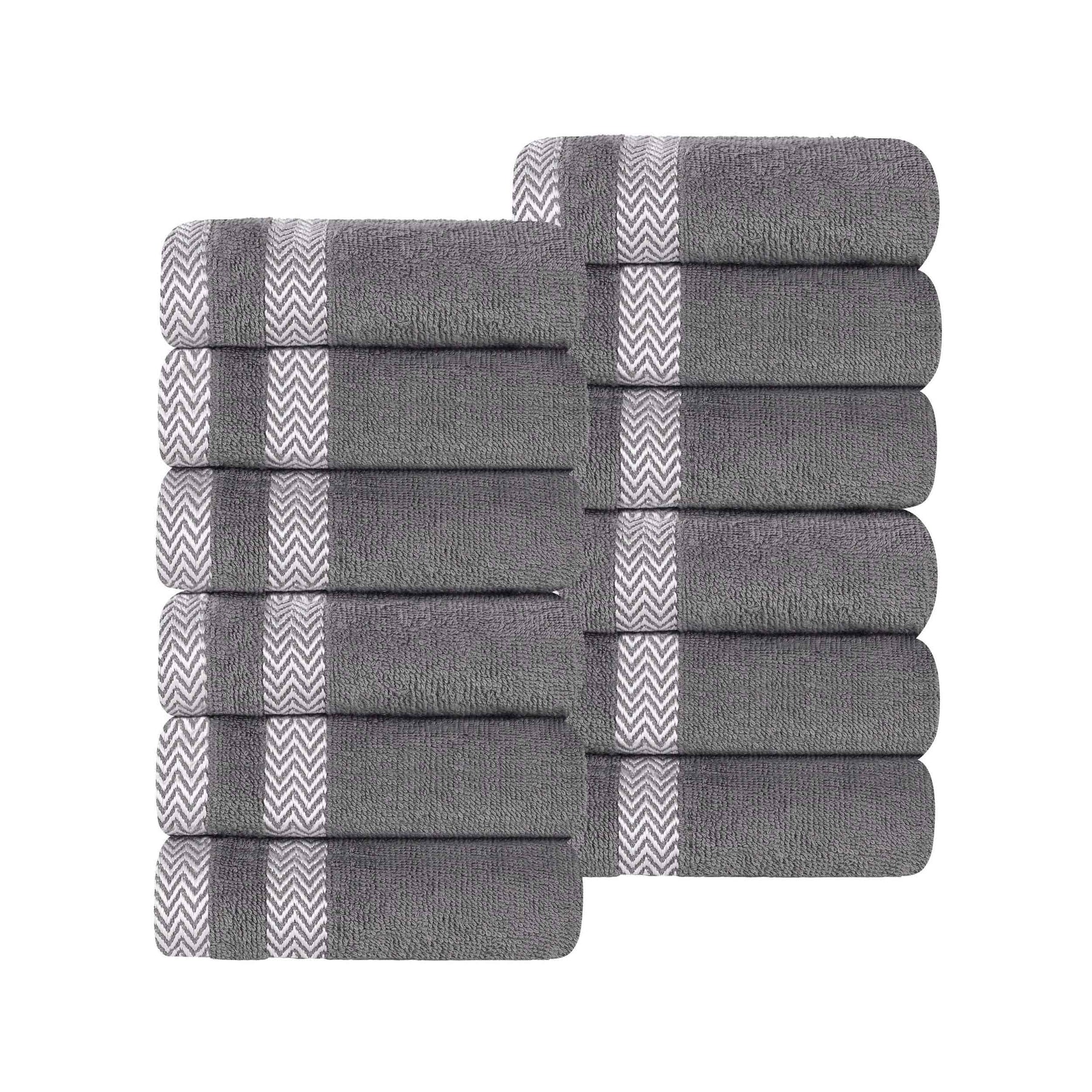 Zero Twist Cotton Dobby Border Absorbent Face Towel - Grey