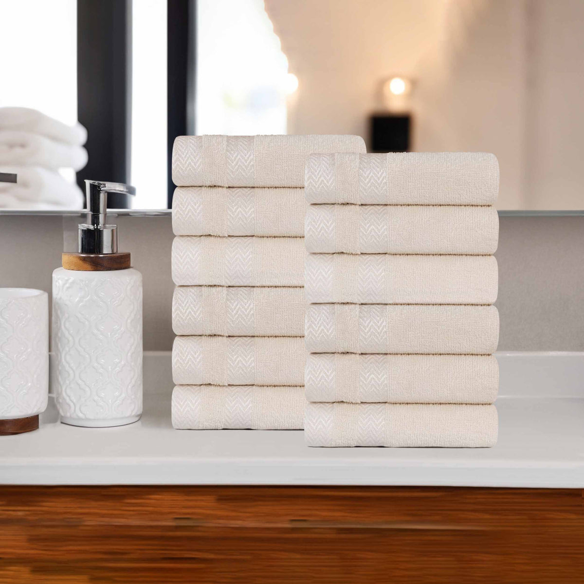 Zero Twist Cotton Waffle Honeycomb Plush Soft Absorbent Face Towel Washcloth Set of 12