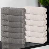 Lodi Cotton 12-Piece Washcloth Set – Mid-Weight Face Towels Solid with Woven Border