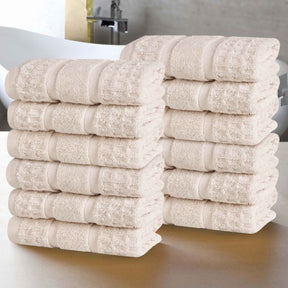 Zero Twist Cotton Waffle Honeycomb Face Towel Washcloth  - Ivory