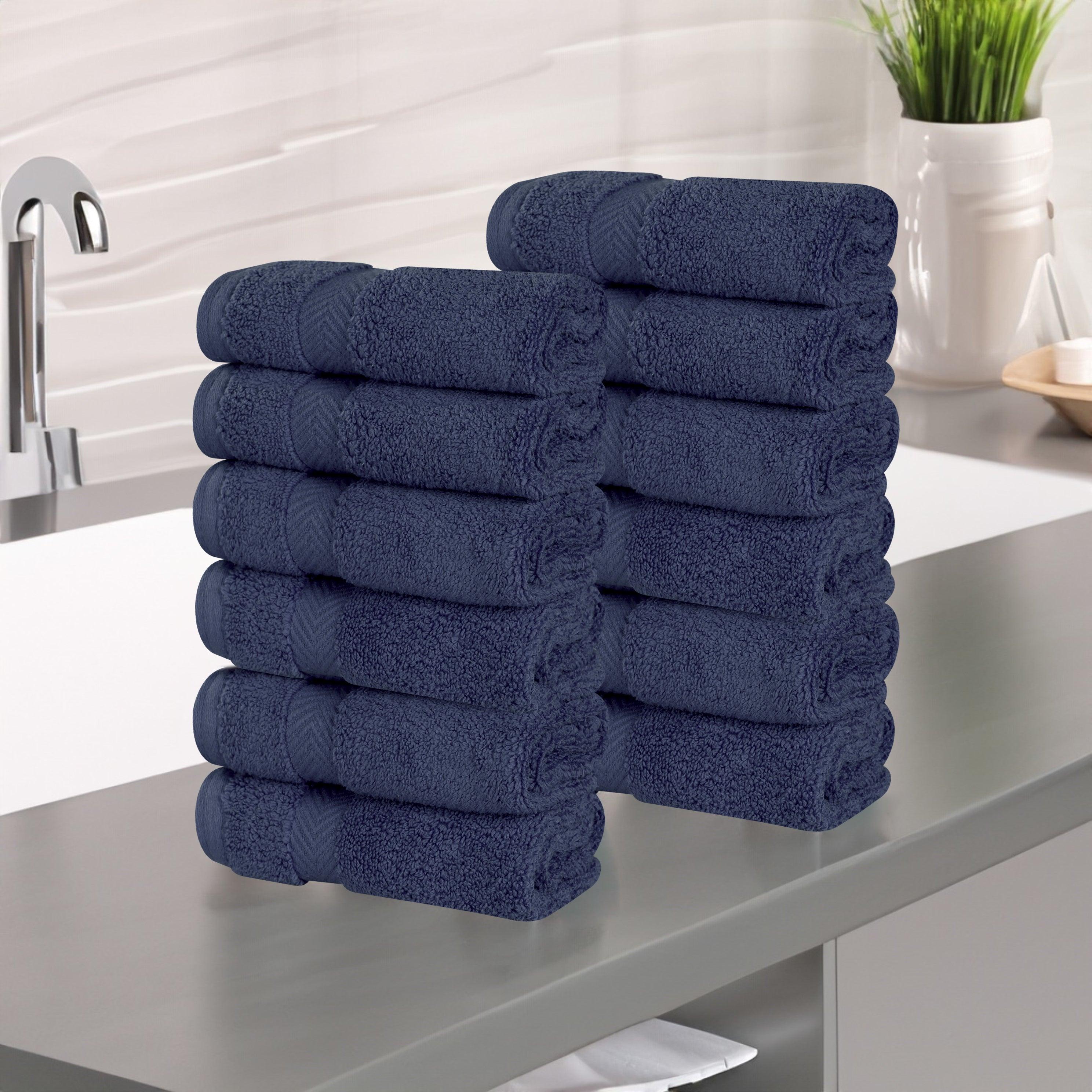 Zero Twist Cotton Ultra-Soft Absorbent Face Towel Washcloth Set of 12 - Face Towel by Superior Brand