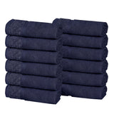Lodi Cotton 12-Piece Washcloth Set – Mid-Weight Face Towels Solid with Woven Border