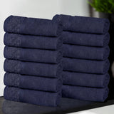 Lodi Cotton 12-Piece Washcloth Set – Mid-Weight Face Towels Solid with Woven Border