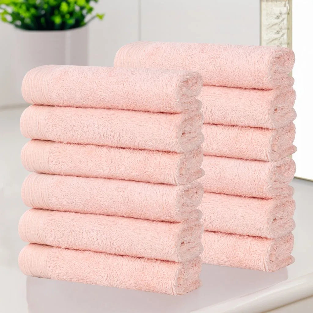 Rayon from Bamboo Eco-Friendly Solid Face Towel Washcloth Set of 12 - Face Towel by Superior Brand