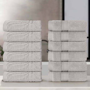 Chevron Zero Twist Cotton Solid and Jacquard Face Towel - Platinum