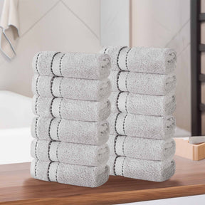 Niles Egyptian Giza Cotton Dobby Plush Face Towel Washcloth - Platinum