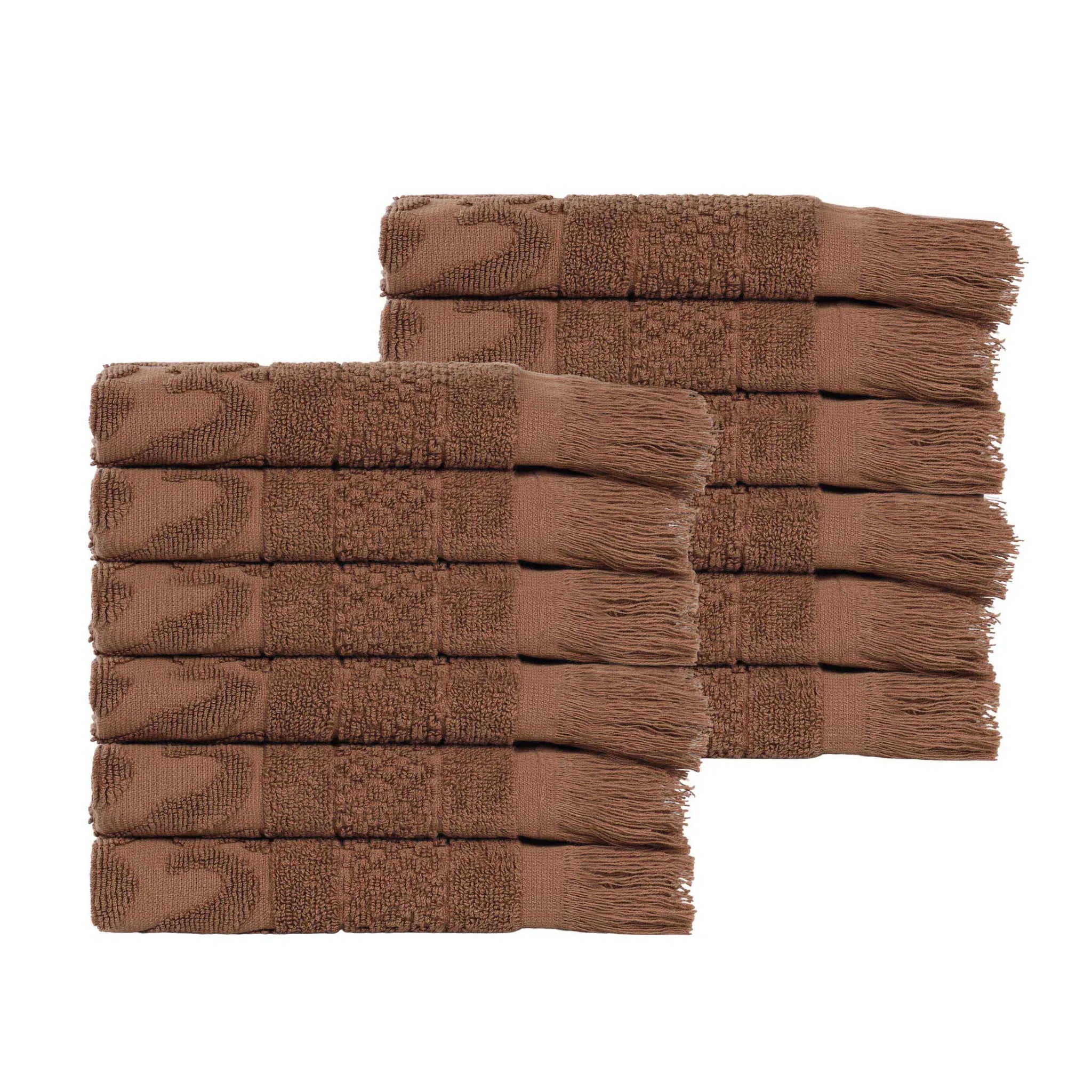 Rolla Cotton Geometric Jacquard Plush Face Towel Washcloth Set of 12 - Face Towel by Superior Brand