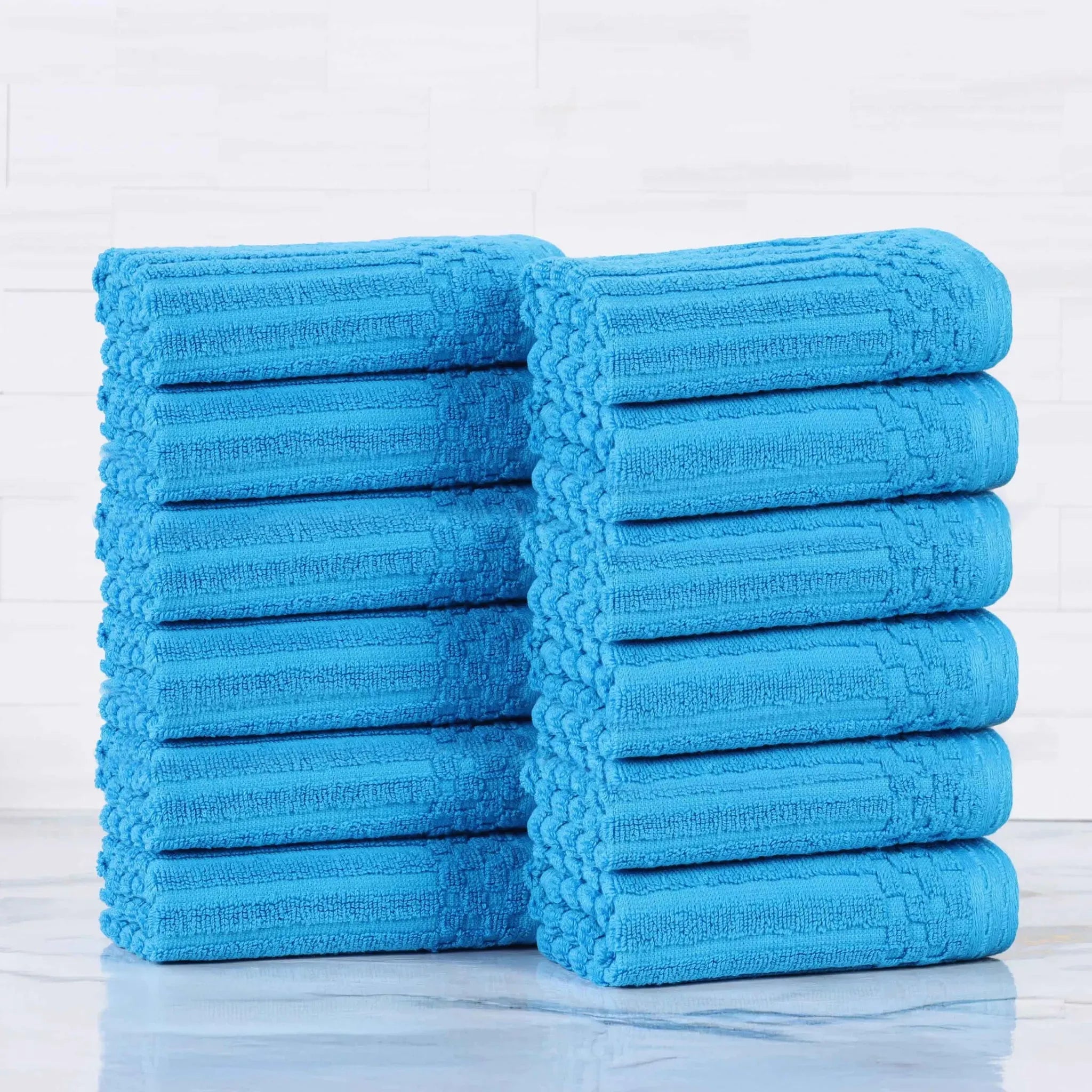 Soho Ribbed Cotton Absorbent Face Towel/Washcloth Set of 12 - Face Towel by Superior Brand